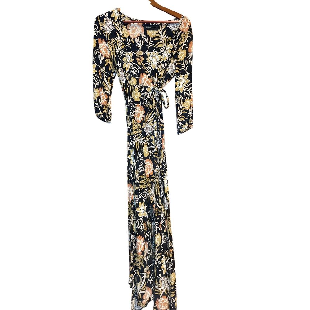 BIRD & KITE Maxi Wrap Dress SUSTAINABLE FASHION Size Small S Black FEMININE